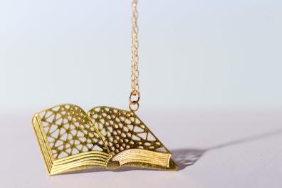 Geometric book necklace for bookworms